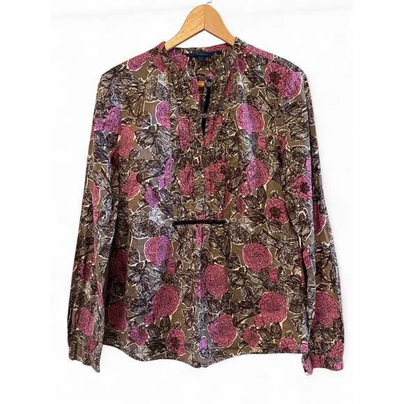 Boden Tops - Boden Women's Pretty Feminine Brown and Pink Floral Casual Top/Blouse Medium